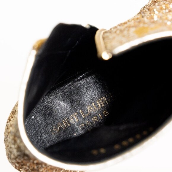 Saint Laurent Gold Glitter Ankle Boots Hedi Era EU 36 - Picture 11 of 16